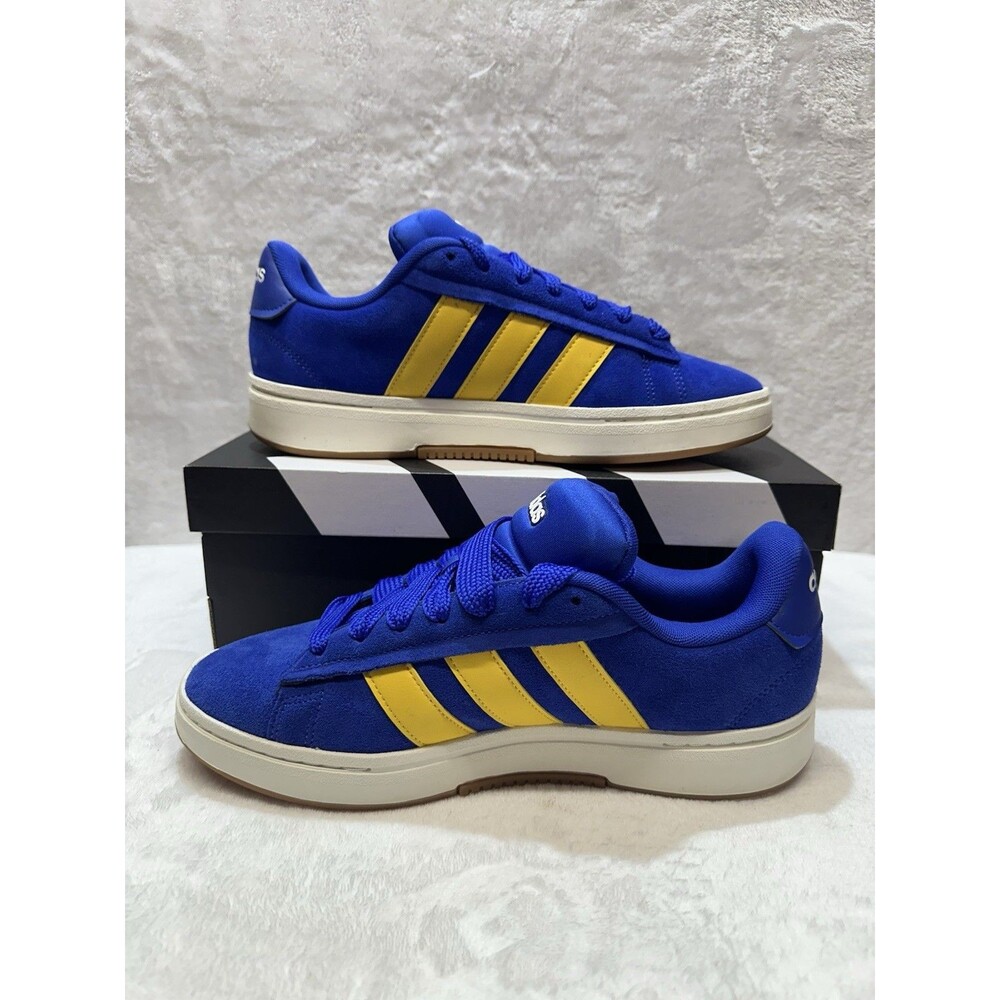 Adidas Grand Court Alpha 00s Men’s 9.5 Blue Yellow Stripe Sneakers